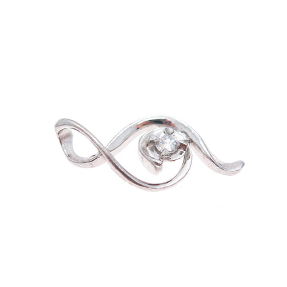 925 Sterling Silver Round-Cut C Z Treble Clef Minimalist Charm Pendant