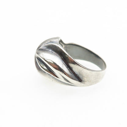 925 Sterling Silver Vintage Modernist Dome Oxidized Ring Size 7