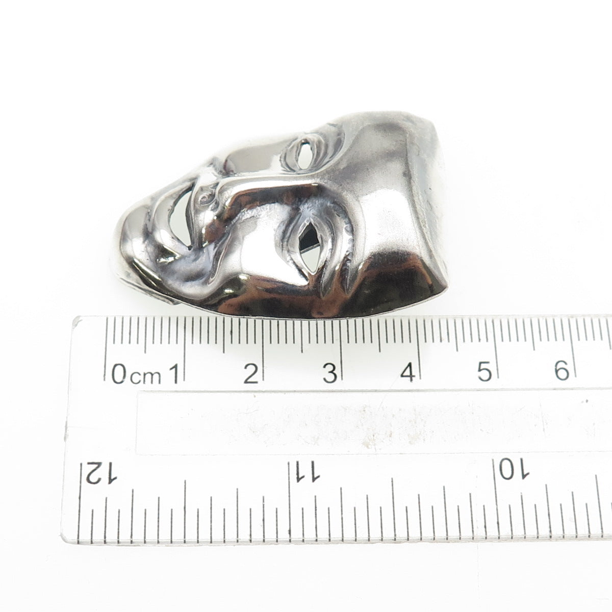 925 Sterling Silver Vintage Mexico Comedy Mask Oxidized Pin Brooch