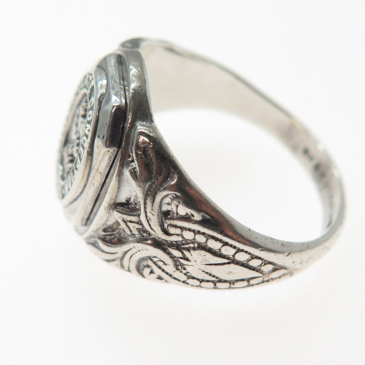 SK&F 925 Sterling Vintage 1974 Enamel Immaculate Conception School Ring Size 8.5