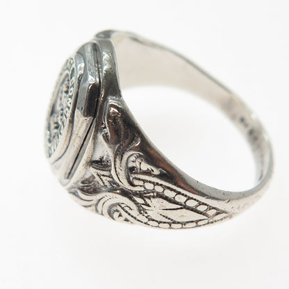 SK&F 925 Sterling Vintage 1974 Enamel Immaculate Conception School Ring Size 8.5