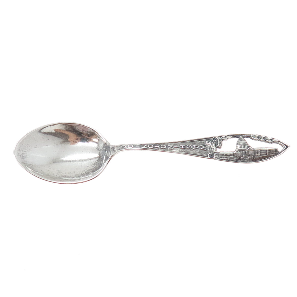 925 Sterling Silver Antique Art Deco Washington DC States & Cities Coffee Spoon