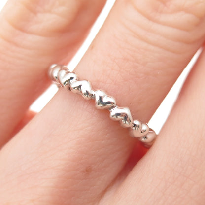 PANDORA 925 Sterling Silver Row of Hearts All Around Band Ring Size 5.25