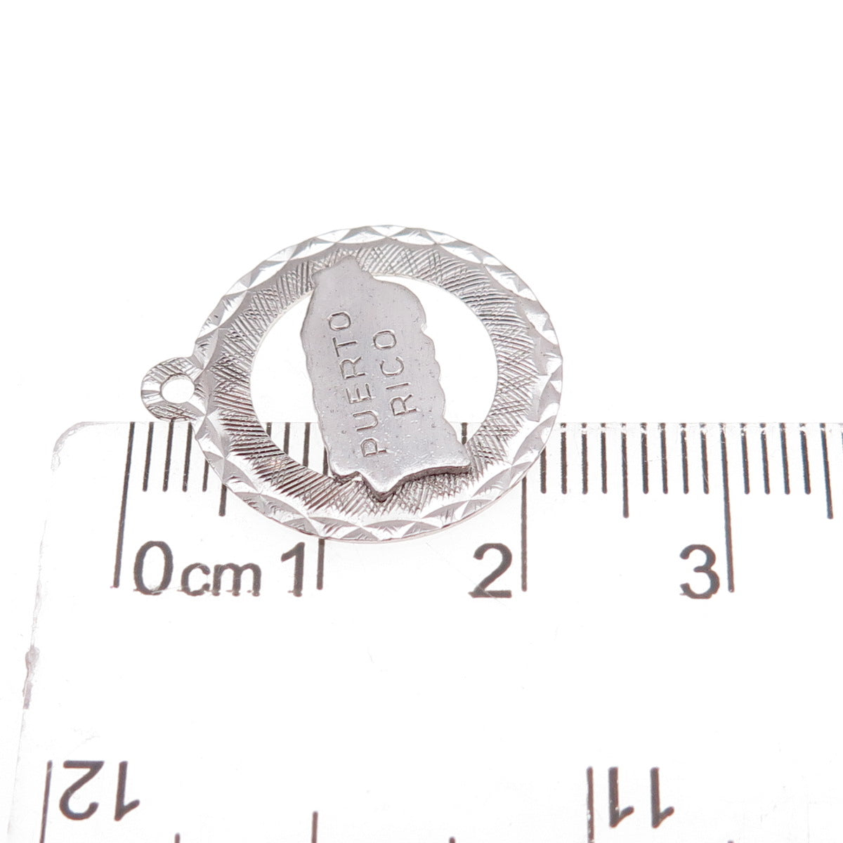 Crea 925 Sterling Silver Vintage Puerto Rico Map Oxidized Charm Pendant