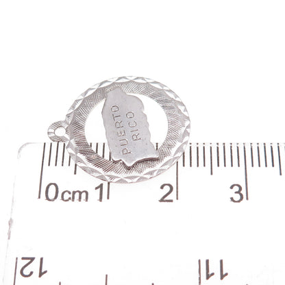 Crea 925 Sterling Silver Vintage Puerto Rico Map Oxidized Charm Pendant