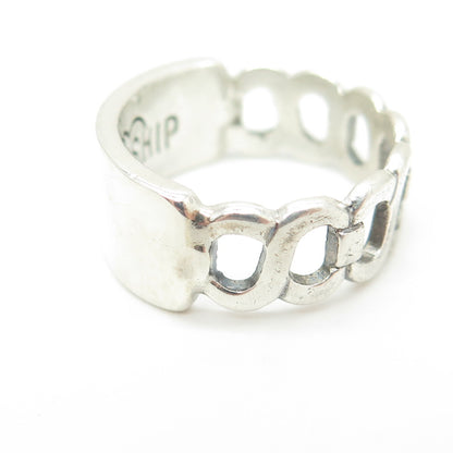 FRIENDSHIP 925 Sterling Silver Vintage Infinity Chain Link Band Ring Size 10