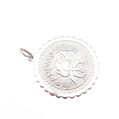 925 Sterling Silver Vintage Grandmother Rose Flower Charm Pendant
