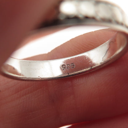 925 Sterling Silver Vintage Oxidized Dotted Band Ring Size 8