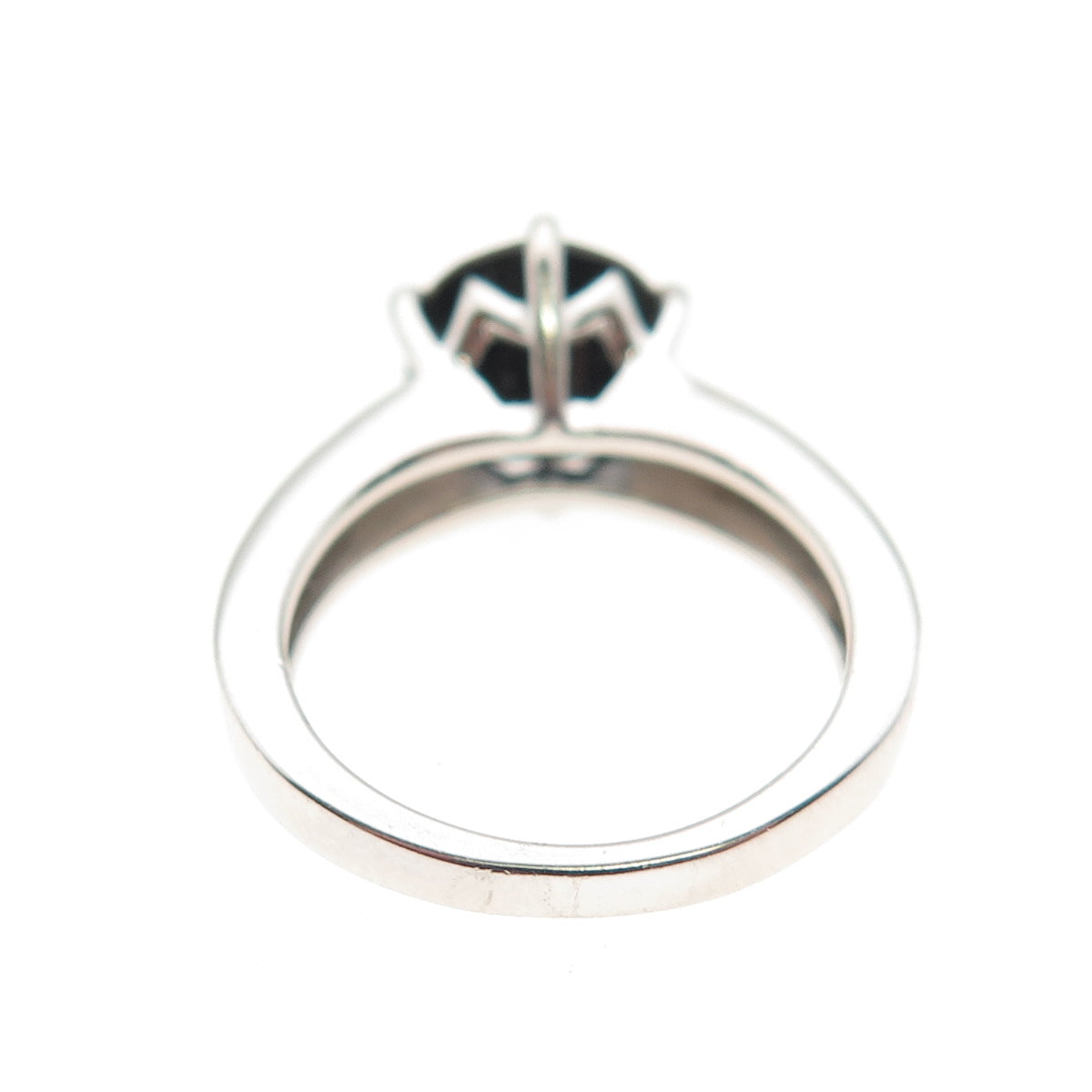 925 Sterling Silver GIE Real Round-Cut Black Spinel Ring Size 4.75
