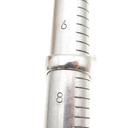 925 Sterling Silver Vintage Mexico Modernist Ribbed Oxidized Ring Size 7.25