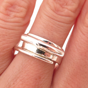 925 Sterling Silver Vintage Modernist Ring Size 7.25