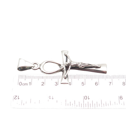 925 Sterling Silver Vintage Egyptian Ankh Crucifix Cross Charm Pendant