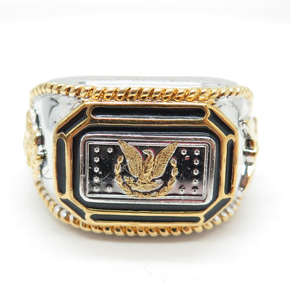 900 Morgan Silver Inglot 2-Tone King of US Silver Eagle Ring Size 14.5