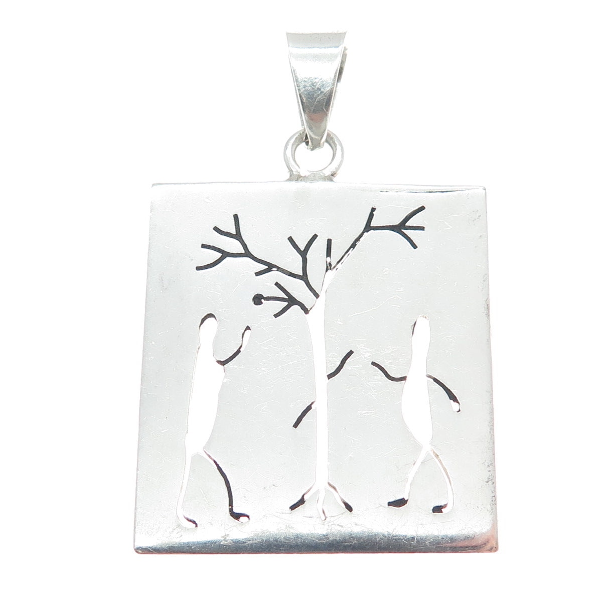925 Sterling Silver Vintage Mexico Tree of Life Adam & Eve Pendant