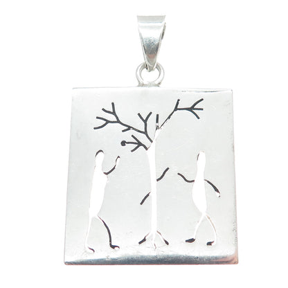 925 Sterling Silver Vintage Mexico Tree of Life Adam & Eve Pendant