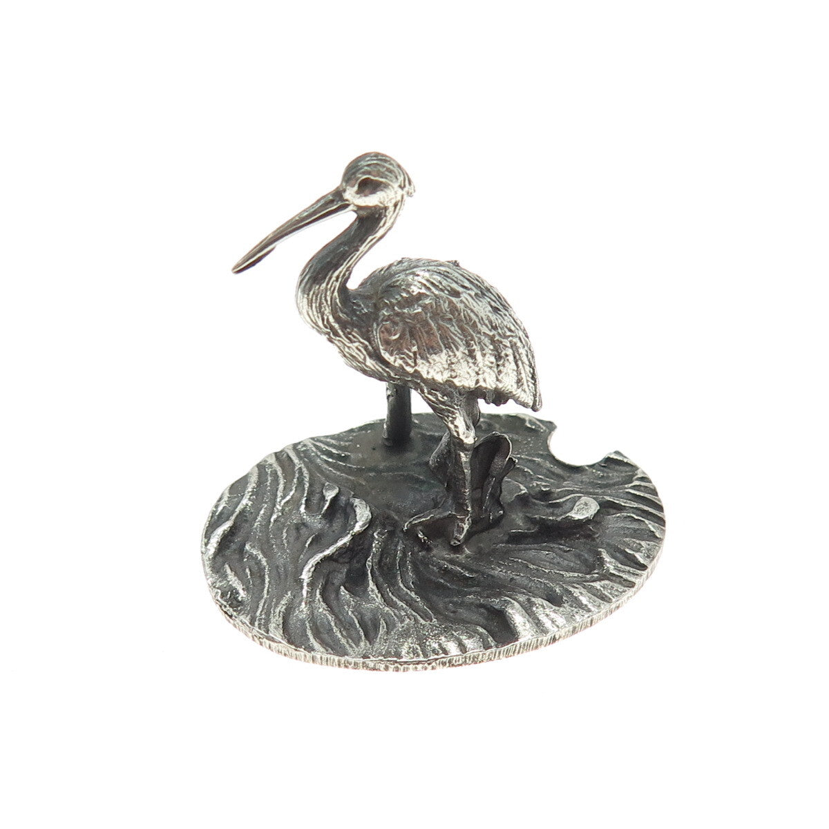 FRANCESCO CAPUTO 800 Silver Antique Italy Stork Bird Oxidized Miniature Figurine
