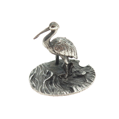 FRANCESCO CAPUTO 800 Silver Antique Italy Stork Bird Oxidized Miniature Figurine