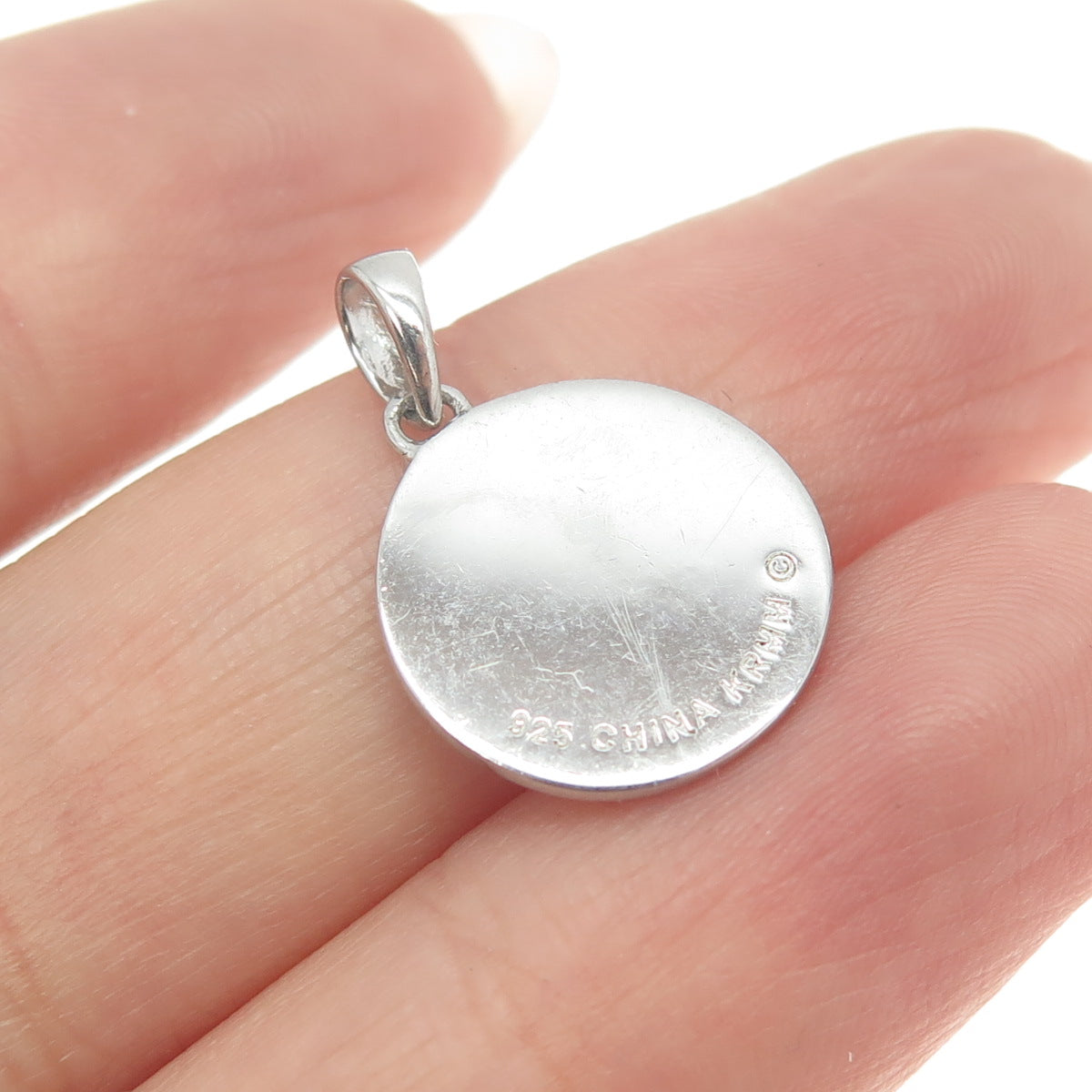 925 Sterling Silver Vintage "Blessed" Round Pendant