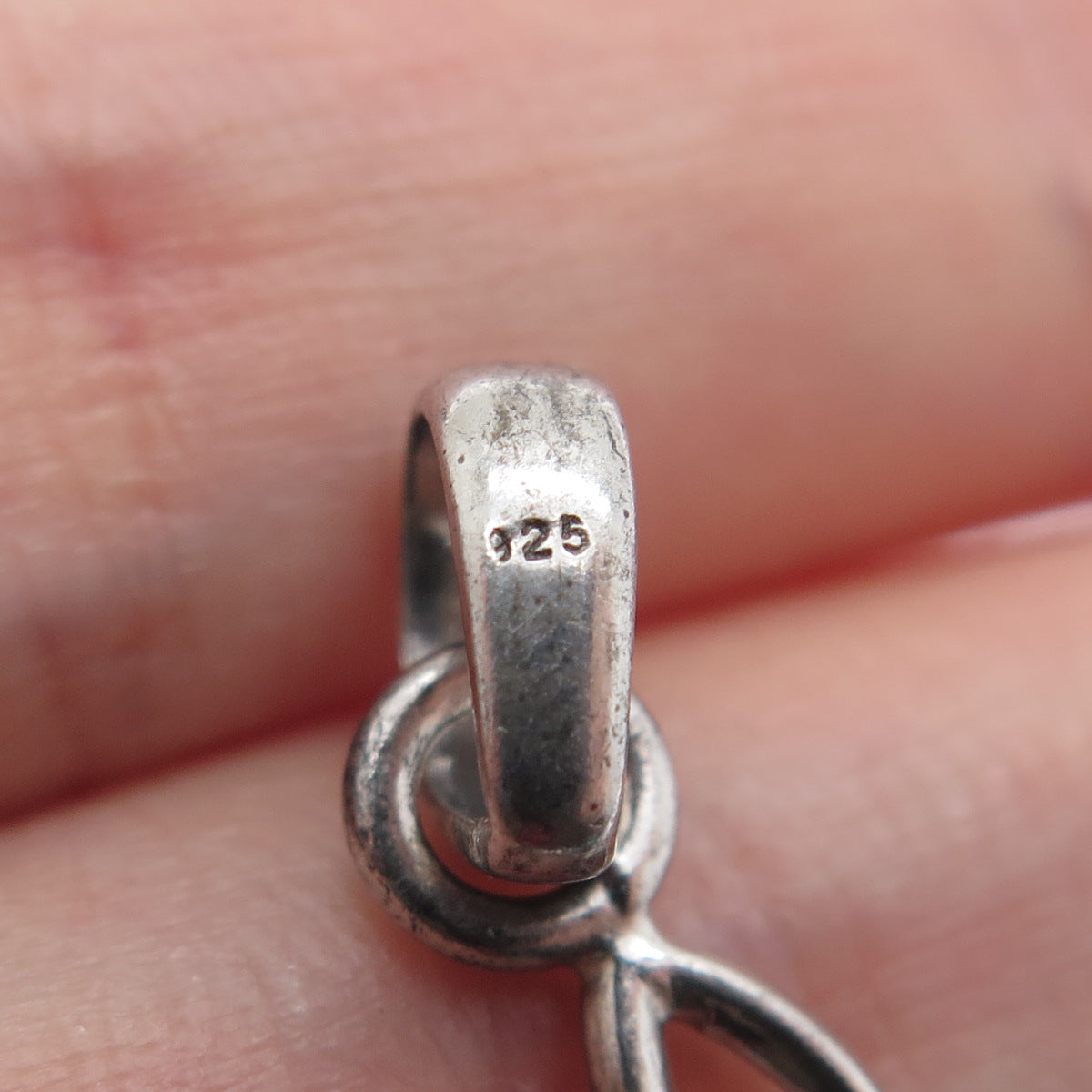 925 Sterling Silver Vintage Real Blue Topaz Celtic Trinity Charm Pendant