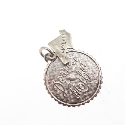 ELCO 925 Sterling Silver Vintage Dearest Mother Maryland Charm Pendant