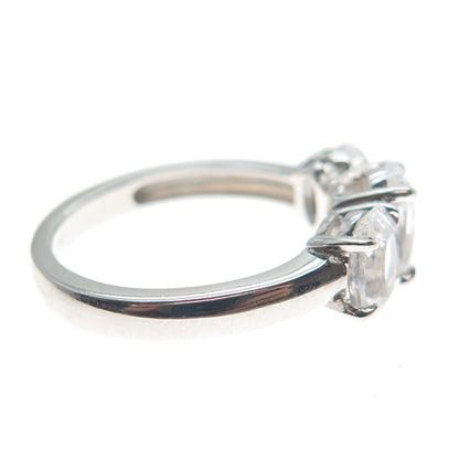 DSMK 925 Sterling Silver Oval-Cut C Z Engagement Ring Size 7.5