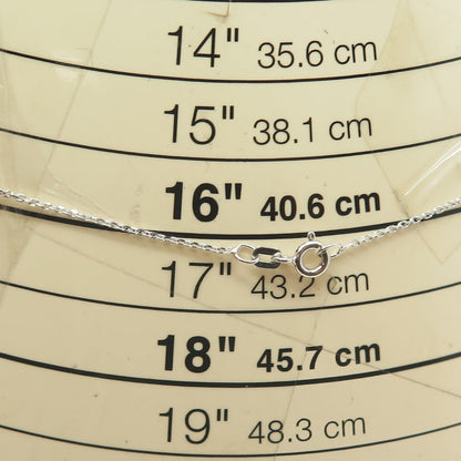 925 Sterling Silver Italy Pave C Z Letter "I" Initial Cable Chain Necklace 16"