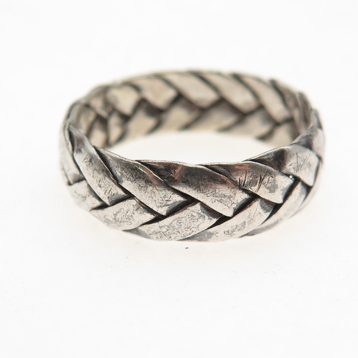 925 Sterling Silver Vintage Braided Oxidized Band Ring Size 8.5