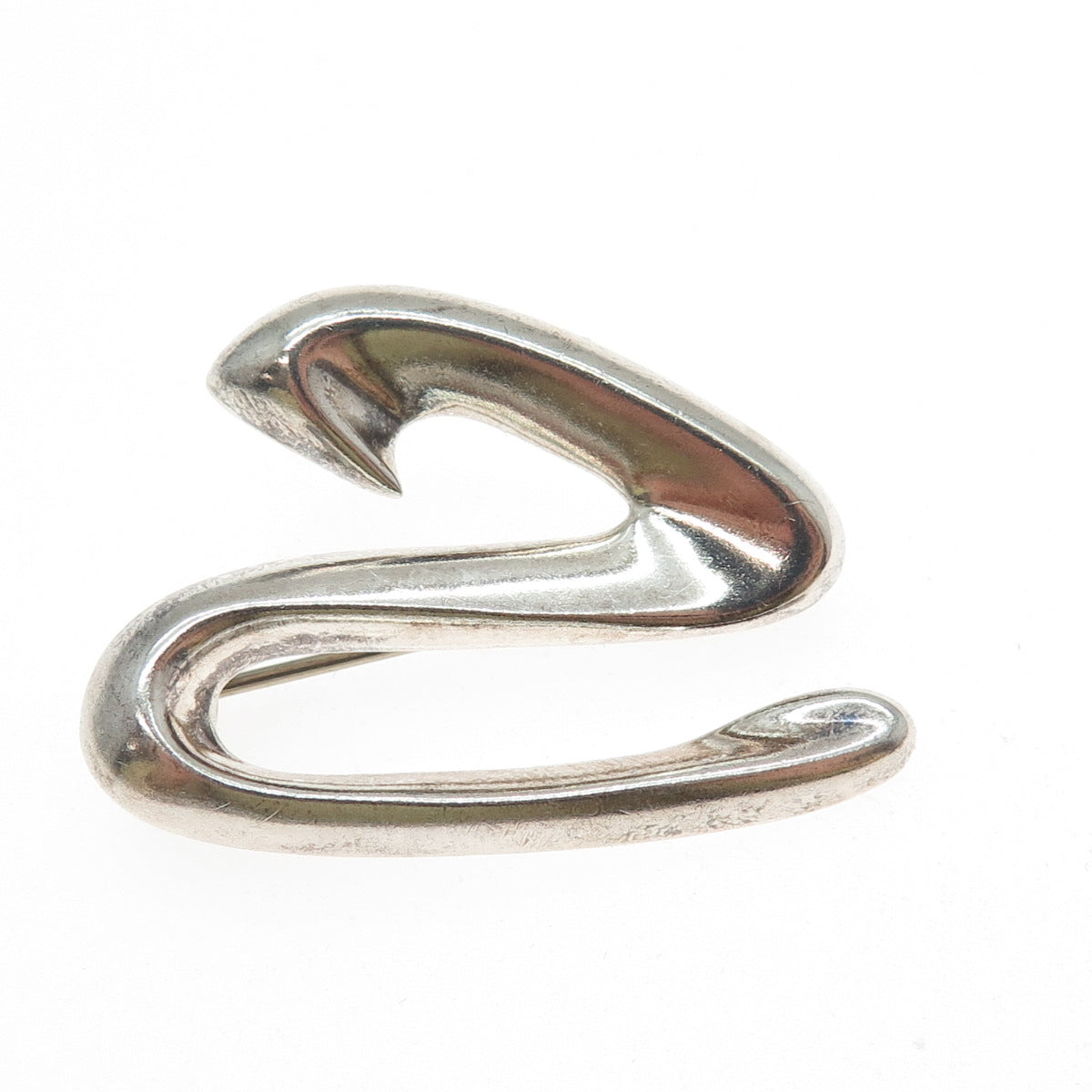 CNA PRANDA 925 Sterling Silver Vintage Number 2 / Letter Z Modernist Pin Brooch