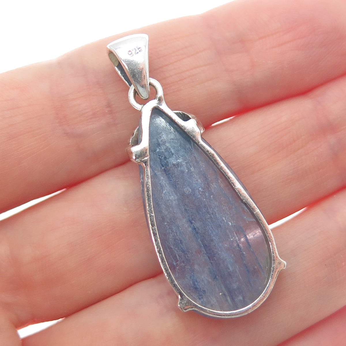 925 Sterling Silver Vintage Real Kyanite & Peridot Evil's Eye Charm Pendant