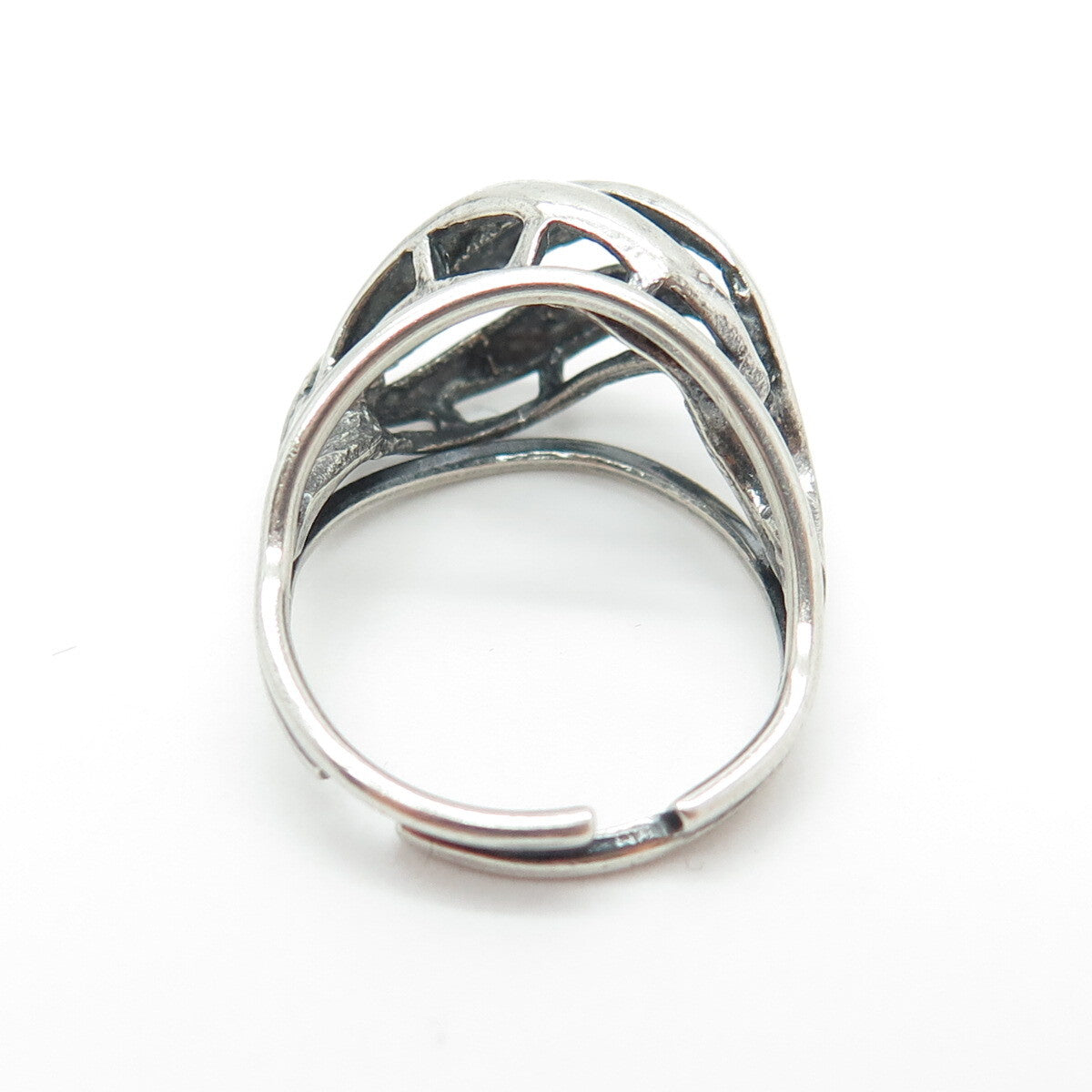 BEAU 925 Sterling Silver Vintage Braided Domed Adjustable Ring Size 6
