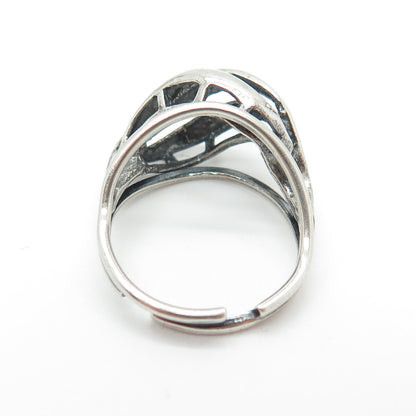 BEAU 925 Sterling Silver Vintage Braided Domed Adjustable Ring Size 6