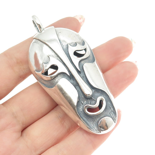 INDUSTRIA ARGENTINA 925 Sterling Silver Vintage Tribal Mask Pendant