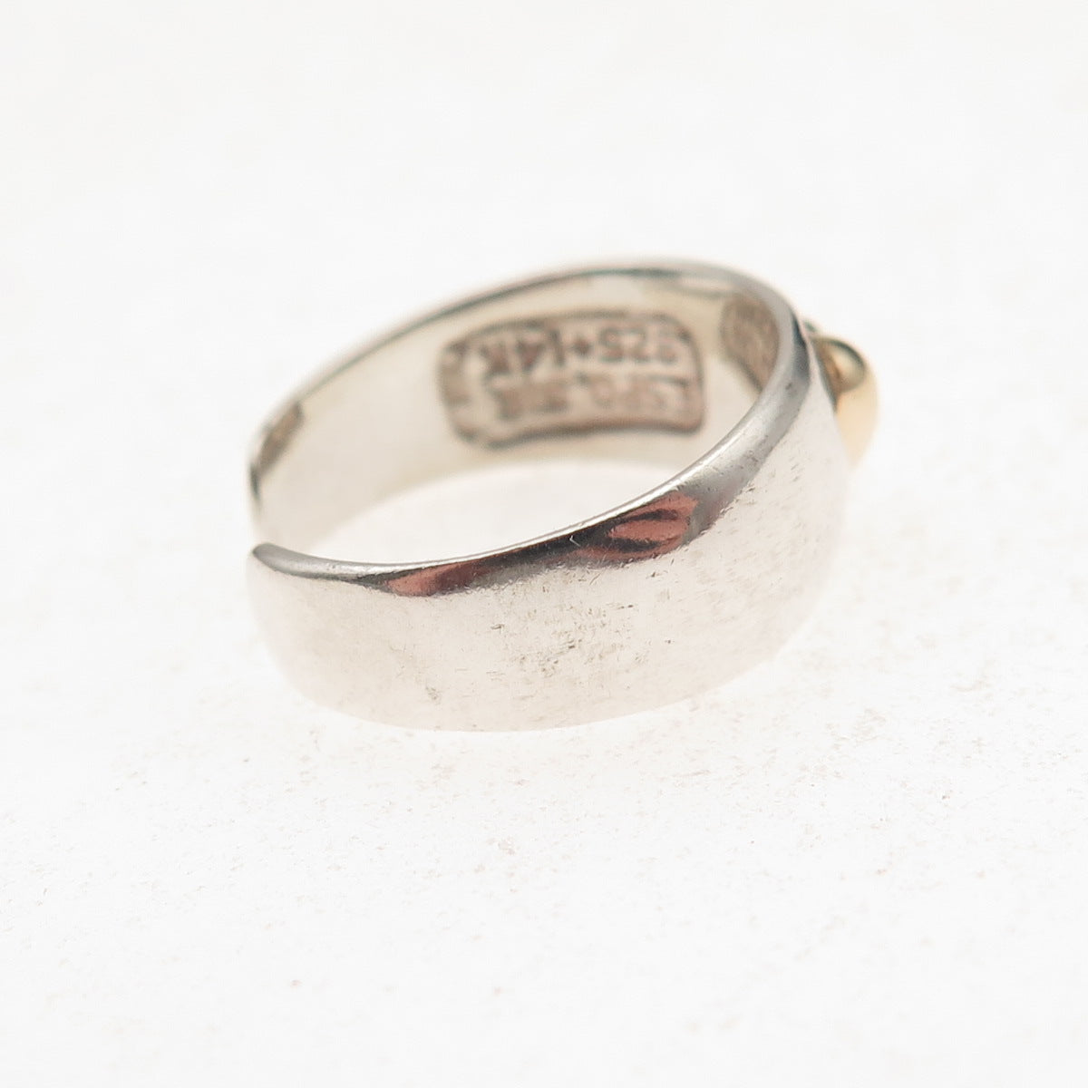 Joseph Esposito Sterling Silver 14K Gold Vintage Heart Adjustable Ring Size 4
