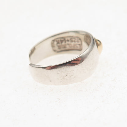 Joseph Esposito Sterling Silver 14K Gold Vintage Heart Adjustable Ring Size 4