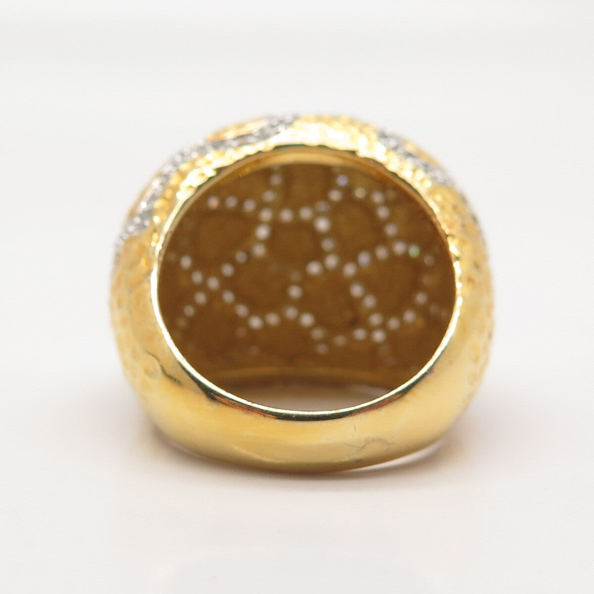 925 Sterling Silver Gold Plated Pave C Z Domed Ring Size 8.25