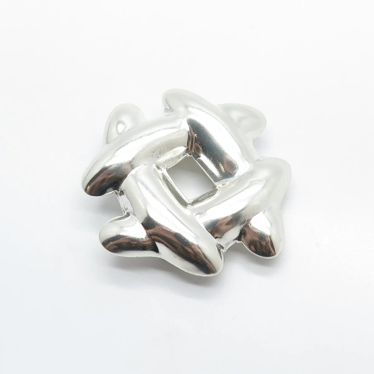 925 Sterling Silver Vintage Modernist Pin Brooch / Pendant