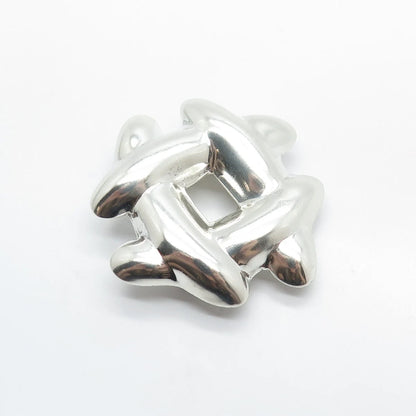 925 Sterling Silver Vintage Modernist Pin Brooch / Pendant