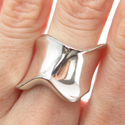 925 Sterling Silver Vintage Italy Modernist Wavy Ring Size 7