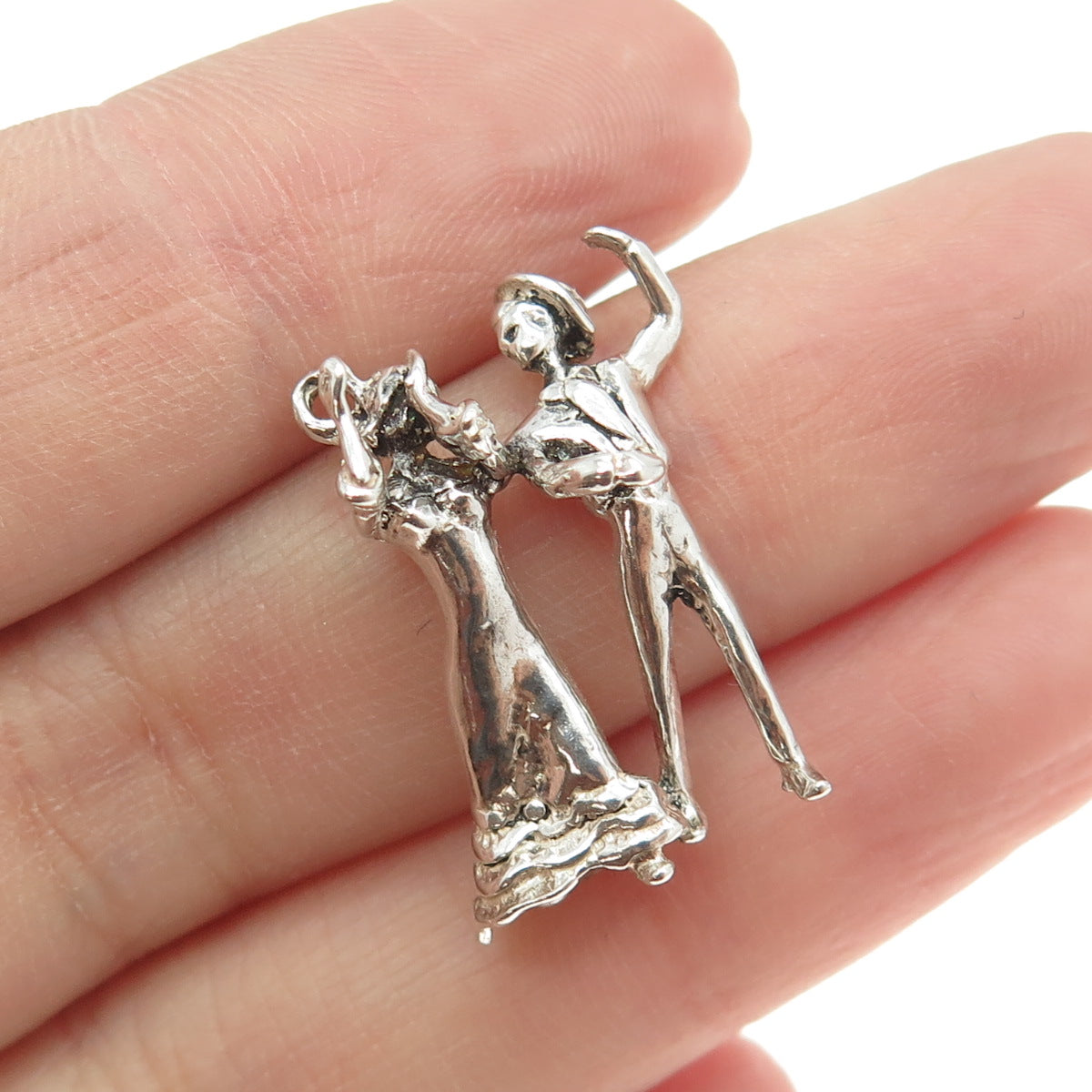 925 Sterling Silver Vintage Flamenco Dancers Pendant