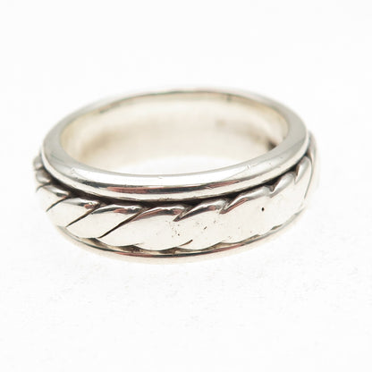 925 Sterling Silver Vintage Mexico Oxidized Braided Band Ring Size 10.25