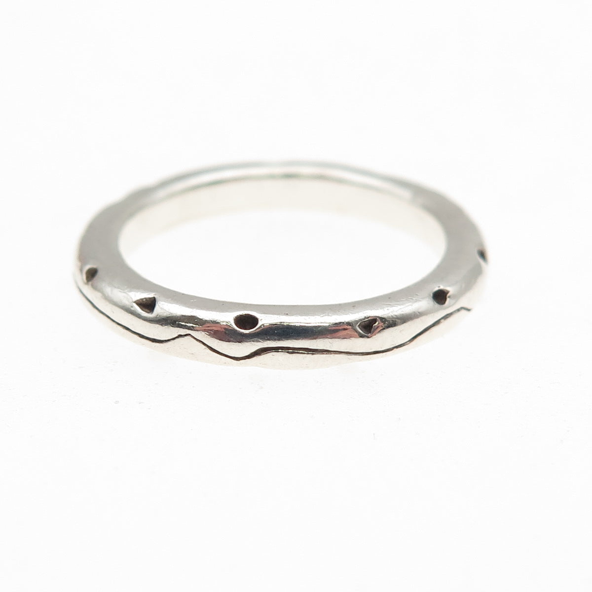 925 Sterling Silver Vintage Modernist Oxidized Band Ring Size 7.75