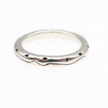 925 Sterling Silver Vintage Modernist Oxidized Band Ring Size 7.75