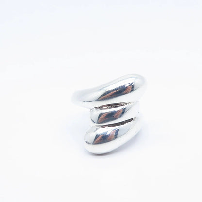 925 Sterling Silver Vintage Ribbed Ring Size 7.25