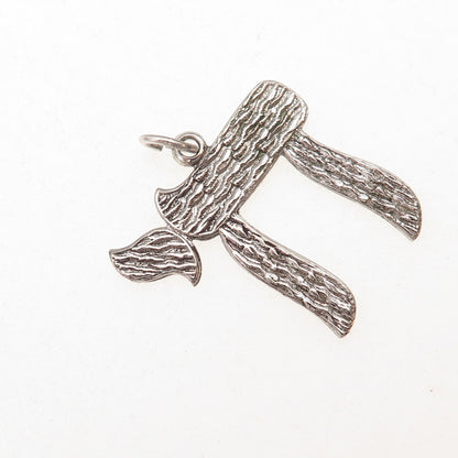 Rand & Paseka 925 Sterling Silver Vintage Chai Judaica Oxidized Charm Pendant