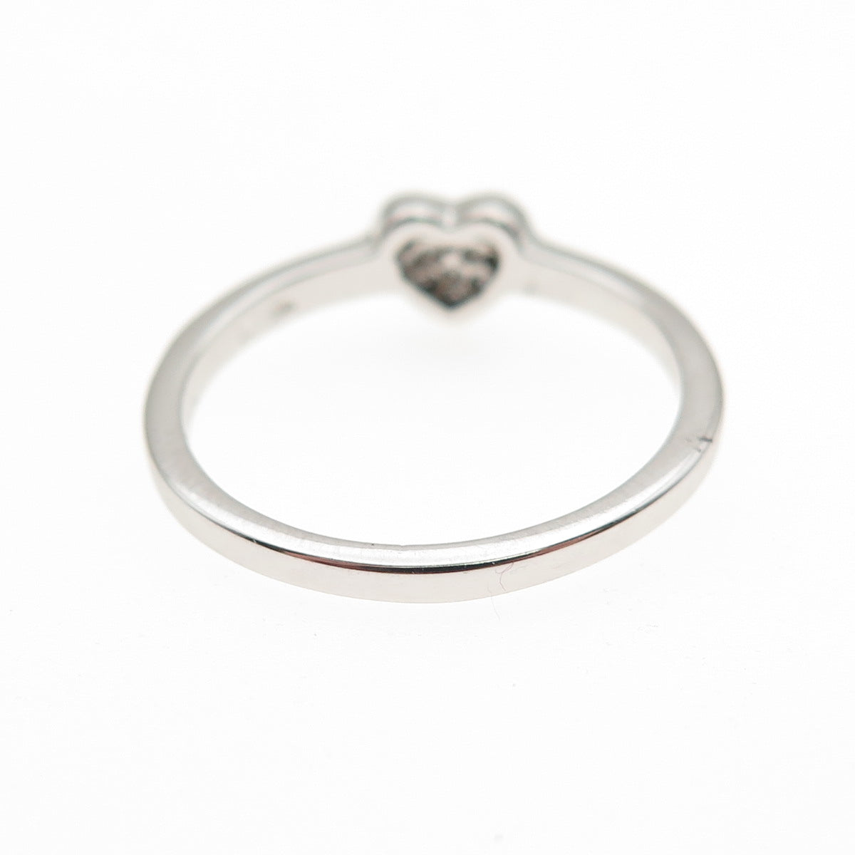 925 Sterling Silver Round-Cut C Z Heart Ring Size 6.25