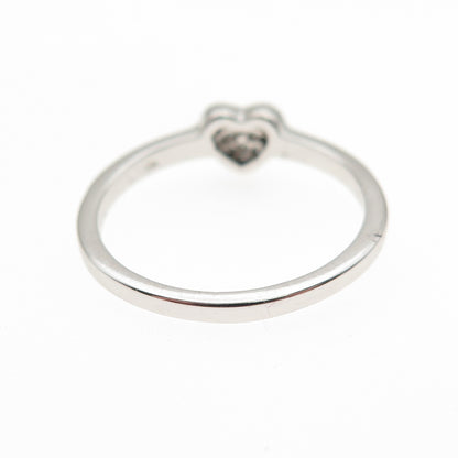 925 Sterling Silver Round-Cut C Z Heart Ring Size 6.25