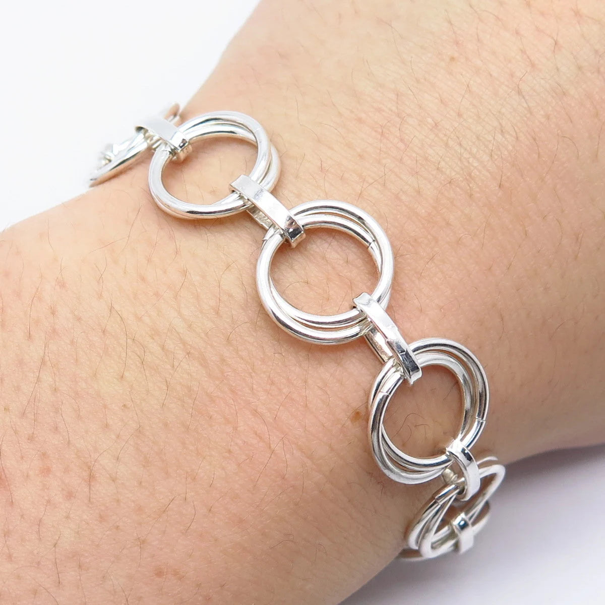 925 Sterling Silver Vintage Rolo Link Bracelet 8"