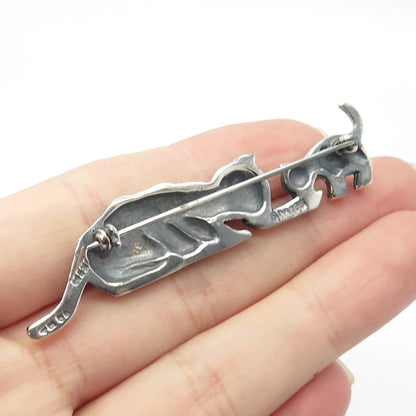 925 Sterling Silver Vintage Mexico Cat & Kitty Pin Brooch