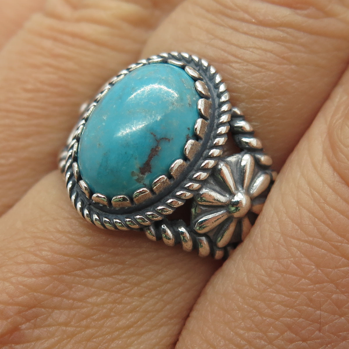 CAROLYN POLLACK & AMERICAN WEST Sterling Silver Vintage Turquoise Ring Size 7.25