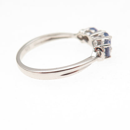 Chuck Clemency 925 Sterling Silver Real Round-Cut Tanzanite Ring Size 7
